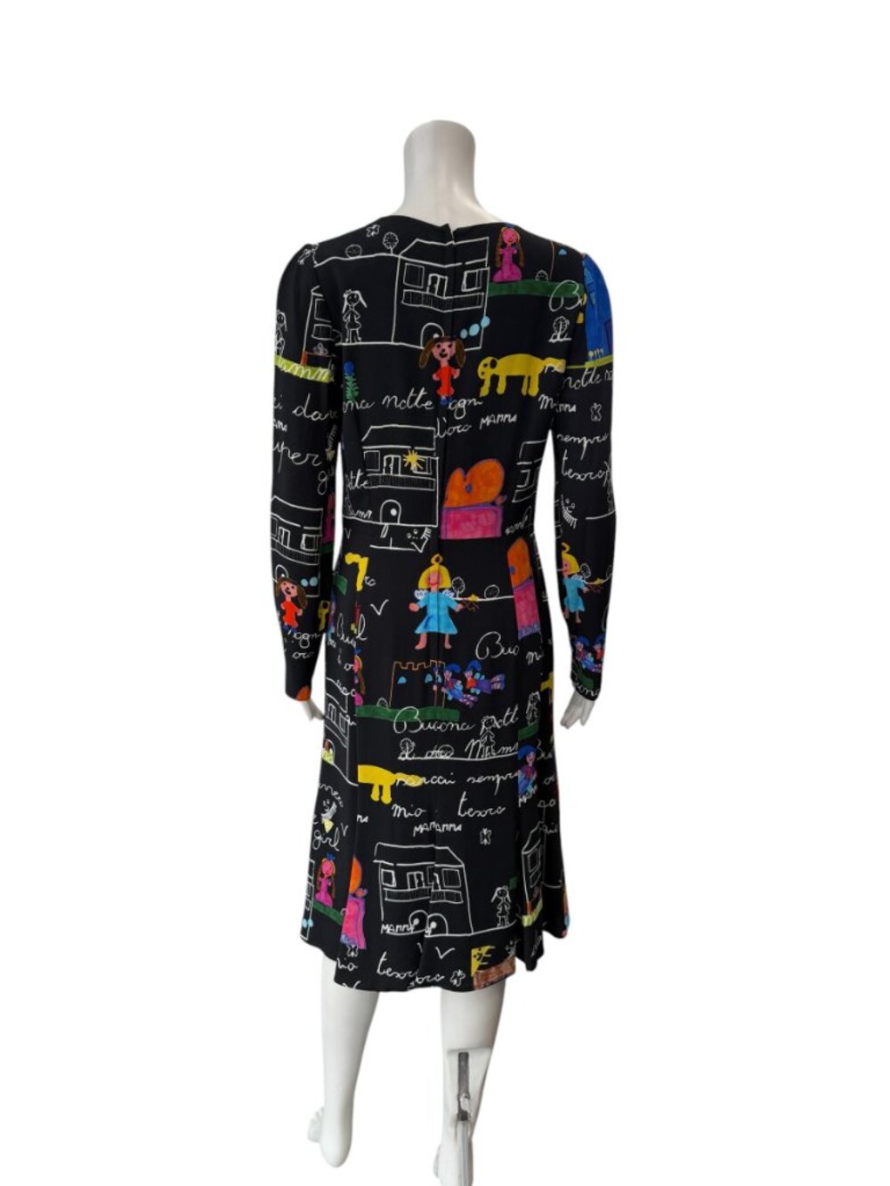 $3995 Dolce & Gabbana 2015 FW RARE Black Multi Viva La Mamma Midi Dress 44/8/M - Picture 5 of 10